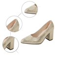 thumbnail image 5 of Win s Way Women's Pointed Toe Low Cut Chunky Heel Pumps Elegant Comfort Slip On Office Everyday Dress Shoes, 5 of 9
