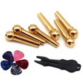 thumbnail image 3 of Guitar Bridge Pins 6Pcs, Brass Endpin Pegs Fixed Cone, with Bridge Pin Puller Remover & 5 Guitar Picks, 3 of 5