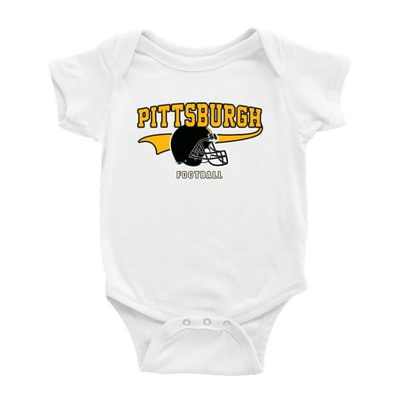 

Cute Pittsburgh One-piece Outfits Football Jersey Baby Clothes (White 18-24 Monthes)