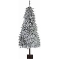 thumbnail image 4 of Artificial Prelit Christmas Tree, 6ft/7ft Snow Flocked Xmas Tree with 458 PE Branch Tips, 200 Colorful Lights, Metal Stand, Full & Realistic Appearance for Christmas Decor, 4 of 8