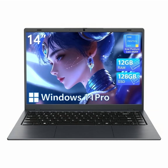 KINOBUC 14" FHD Laptop, Intel 6500Y, 12GB RAM, 128GB SSD, Windows 11, WiFi 5, Bluetooth 5.0, Office Ready, for Student & Home Office, Gray