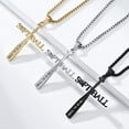 thumbnail image 4 of PAMTIER Unisex Stainless Steel Hip Hop Hollow Sport Baseball Engravd Letter SOFTBALL Cross Pendant Amulet Crucifix Necklace Gold Free Chain, 4 of 5