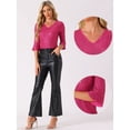 thumbnail image 2 of DARING DIVA V Neck Metallic Sparkly Glitter Blouse M Hot Pink, 2 of 6