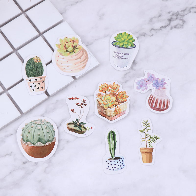 50XSucculenten Stickers Mini Cactus Seal Sticker Journal Album Frame for Kids H2 