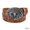 thumbnail image 2 of Retro Punk-Embossed Westerns Denim Belt Personalized Vintage Buckle Men Waist Strap for Pants Trousers, 2 of 5