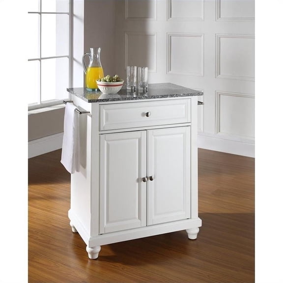 Kingfisher Lane Solid Granite Top Kitchen Island in White