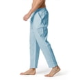 thumbnail image 3 of MRULIC jeans for men Home Men's Pants Pants Cotton-Linen Lightweight Elastic Waist Casual Loose Men's pants Men Casual Pants Blue + L, 3 of 9