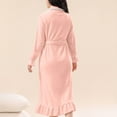 thumbnail image 5 of Fewfanhot Women's Long Robe with Pockets Lapel Collar Bathrobe for Home Lounging and Comfortable Wear After Bath or Shower, 5 of 6