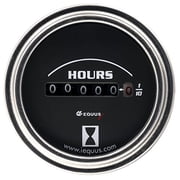 Equus Gauge Hourmeter, 2 10K Hours, Elec (8V-60V), Blk Dial, Chrme Bezel, 7000