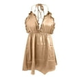 thumbnail image 4 of JINMGG Womens Plus Size Clearance $5 Women's Deep V Backless Ruffles Temptation Suspenders Nightdress Lingerie Sleepwear Khaki S, 4 of 4