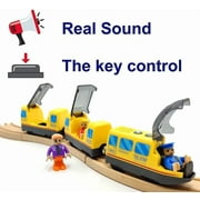 Battery Operated Locomotive Train Set for Wooden Train Tracks Magnetic Connection, Powerful Engine Bullet Train Set Compatible with Thomas, Brio, Melissa and Doug, Electric Train Toys for Toddlers