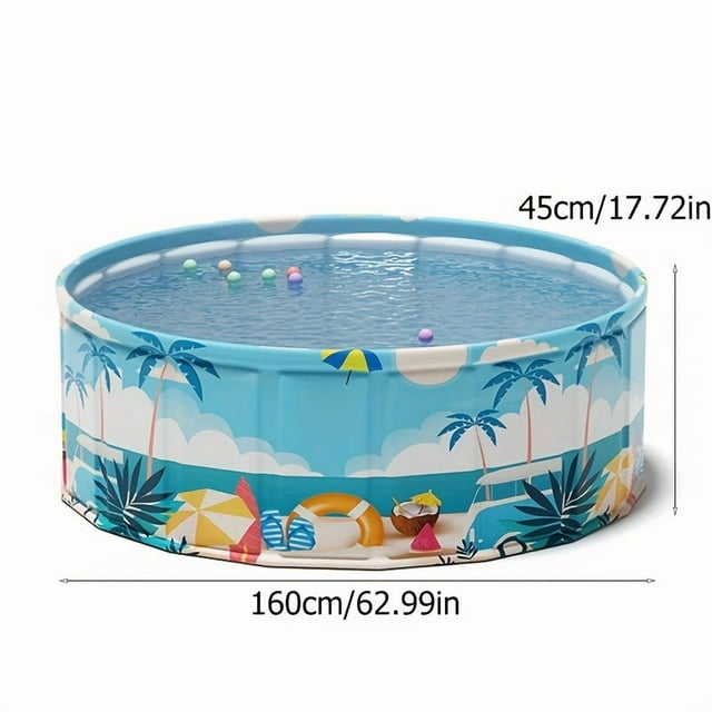HLONK Inflatable-Look Pool - No Pump Needed Instant Setup & Foldable Storage - Heavy-Duty PVC Construction - Tropical Birthday/Backyard Party Pool - Holds 4-6 People - Indoor/Outdoor Use