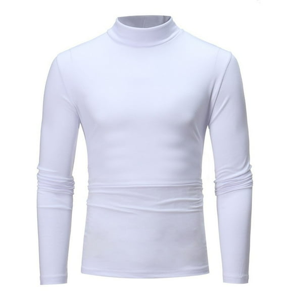 Jalioing Men's Mock Neck Shirts Classic Long Sleeve Solid Color Undershirts Spring Casual Comfy Tee Shirts