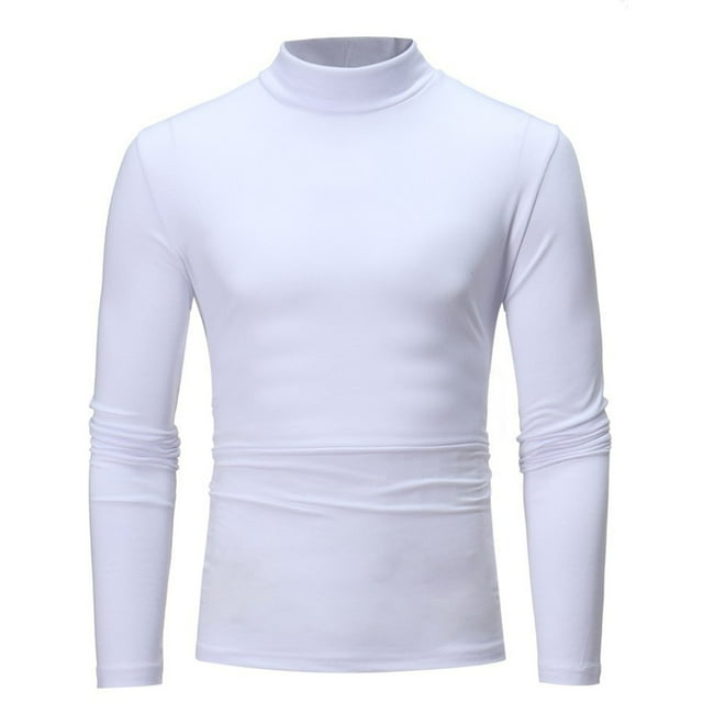 T-Shirts pour Hommes 2025 Chandail Col Roulé Manches Longues Chaud Décontracté Doux Confortable Uni
