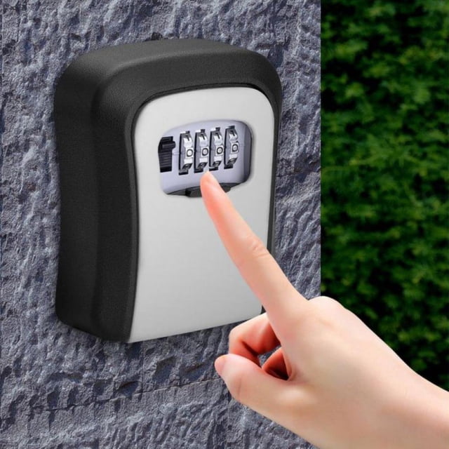 Key Lock Box Wall Mounted 4 Digit Combination Lock Box for House Key Weatherproof Safe Security Key Storage Lock Box for Outside Realtors Garage Spare Keys(Aluminum alloy + plastic)