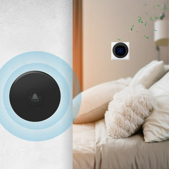 Wireless Doorbell Kit with 590ft Range, 58 Ringtones & IP68 Waterproof Transmitter – Self-Powered Design, No Batteries Needed – Easy Install for Home or Office – Black/White