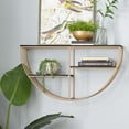 thumbnail image 3 of DecMode Contemporary Wood Half Moon Shape 3 Tier Wall Shelf with Gold/Black Finish, 28"W x 15"H, 3 of 14