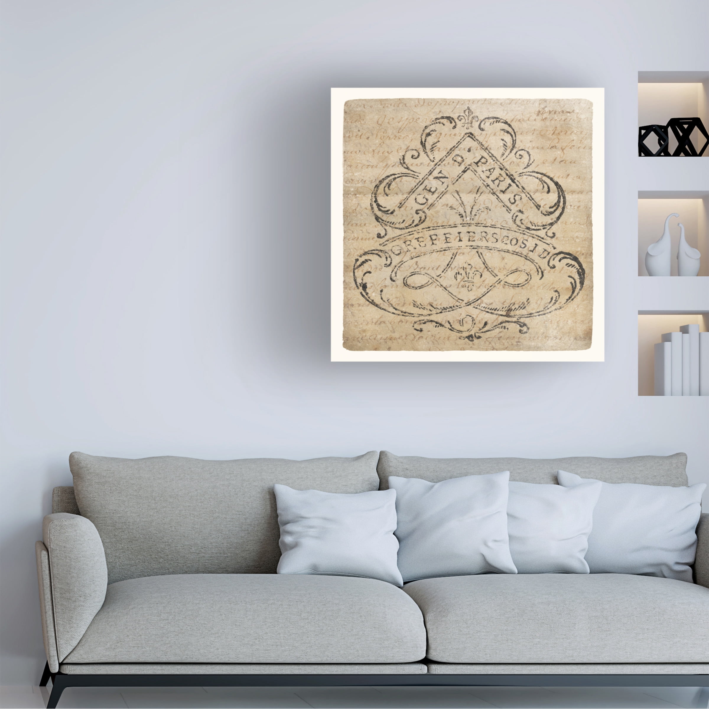 Wild Apple Portfolio 'Vintage Letter Crest I Antique Border V2' Canvas Art