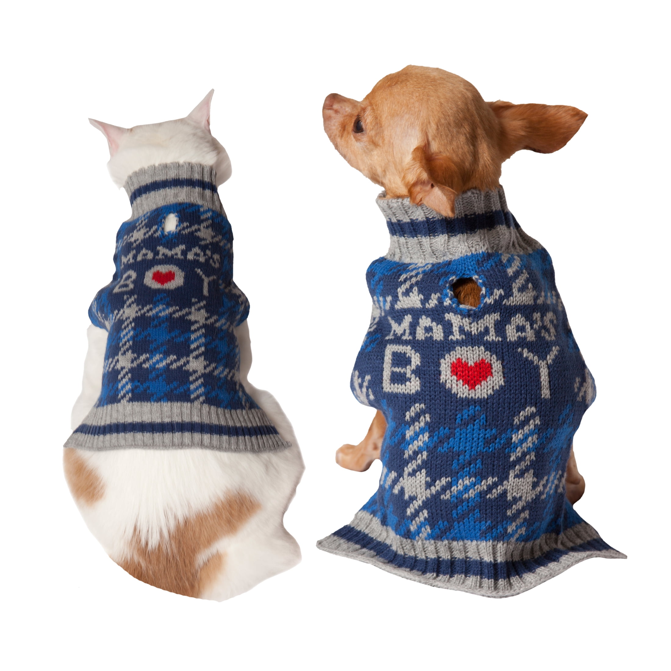 Vibrant Life Holiday Blue Mama'S Boy Plaid Dog Sweater and Cat Sweater