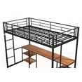 thumbnail image 6 of Twin Size Metal High-Rise Bed Frame with Built-in Table & Shelves, No Box Spring Needed, Black, Bedroom, 6 of 15