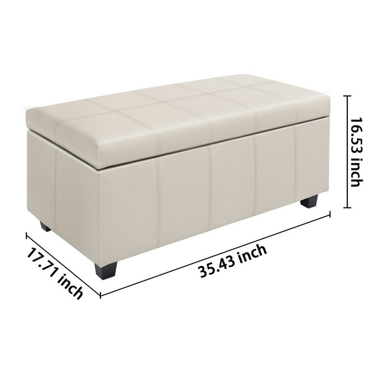 CangLong 36Inch Damara Lift-Top Storage Ottoman Bench, Faux