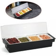 thumbnail image 3 of CNCEST Condiment Dispenser Tray w/ Cover Strip Ice Cooled Fruit Box ,for Restaurant Buffet and Bar / Picnic Refrigerator Barbecue Summer Carnival (5 grids), 3 of 8