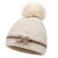 thumbnail image 3 of NAISIBABY Girls Winter Beanie and Scarf Set, Soft Warm Scarf Cute Knit Cap with Earflap Kids Windproof Thermal 2-Piece Beige 2-6T, 3 of 4