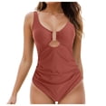 thumbnail image 1 of Huesdet Women's One Piece Swimsuits Tummy Control Ruched Bathing Suit 1 Piece Swimwear[Orange,S], 1 of 9