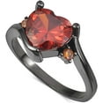 thumbnail image 4 of Black Gold Plated Heart Shaped Stone Solitaire Style Wedding Engagement Promise Statement Ring, 4 of 8