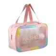 thumbnail image 4 of 1 Pc Women Convenient Clear Cosmetic Bag for Vacation Camping Business Travel Pink-L, 4 of 4