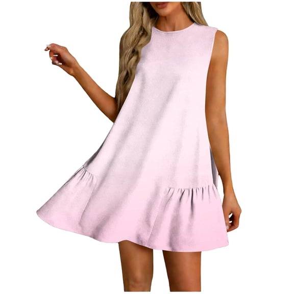 Sundresses for Women Summer Floral Boho Gradient Color Dress Beach Cover Ups Tank Dress with Pockets Vacation Outfits