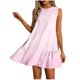 thumbnail image 1 of Vestido Corto para Mujeres Verano Moda Casual Impreso Lado Plisado Cuello Redondo sin Mangas, 1 of 7