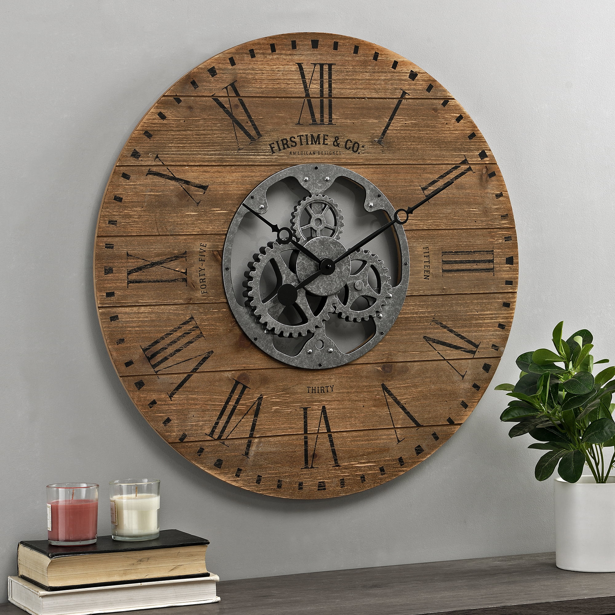 NEW Quartz Gears 16" Large Brushed Oil Rubbed Bronze Wall Round Wall Clock 