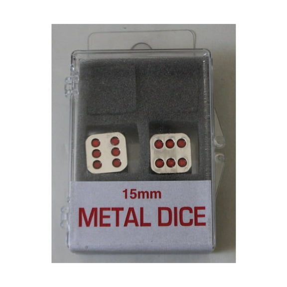 15mm d6 Metal Dice w/Red Pips (2) Great Condition