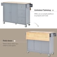 thumbnail image 4 of Kitchen Island Cart with Storage, Rolling Kitchen Island Table with Drop Leaf, Kitchen Island on Wheels with 3 Drawers and Storage Cabinet, Inner Adjustable Shelves, Spice Rack, Towel Rack (Grey Blue), 4 of 9