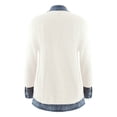 thumbnail image 4 of BODOAO Women's Denim Patchwork Shirt Jacket, Collared Button Down Long Sleeve Shacket, Loose Casual Jean Coat for Fall Winter Layering, Travel and Daily Wear White 3XL, 4 of 6