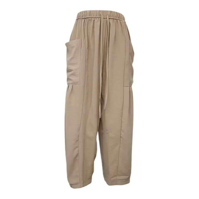 Sanbonepd Yellow Dress Pants Women, Women Wide Leg Pants, Pleated Trousers For Women, Womens Pants, Pants For Women, Lillusory Womens Linen Wide Leg