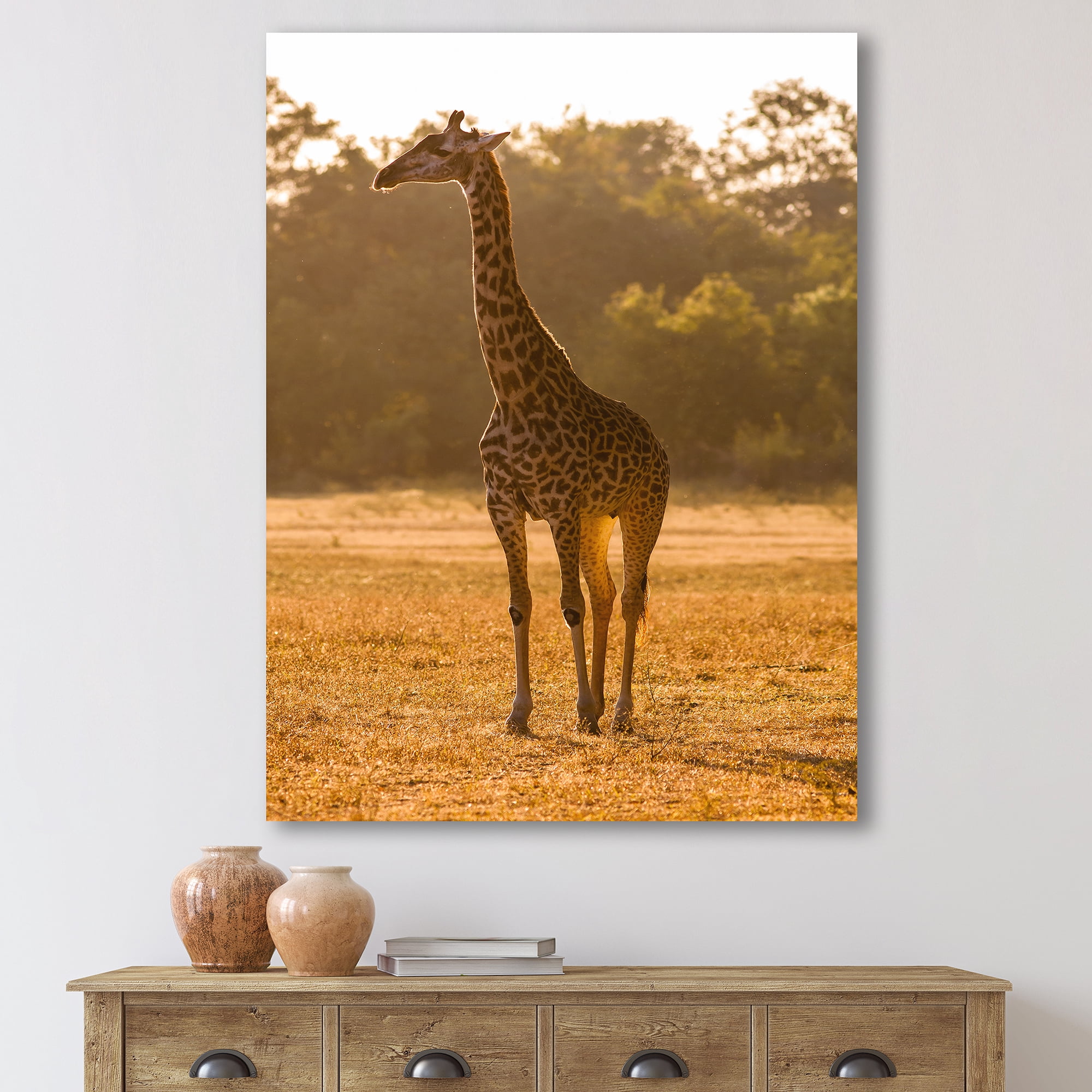 African Giraffe In The Wildlife II 12 in x 8 in Photography Canvas Art Print, by Designart