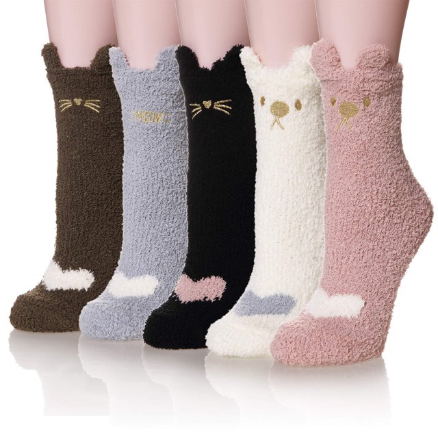 pares de calcetines de invierno de pantuflas peludas para mujer, calcetines cálidos de microfibra de lana mullida para cabina, calcetines suaves y acogedores Sincero Hogar