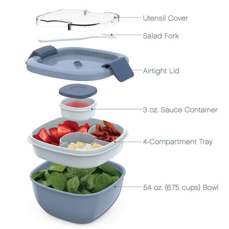 Bentgo Salad Stackable Lunch Container with Large 54oz Bowl, 4-Compartment  Tray & Built-In Fork - Blush Marble