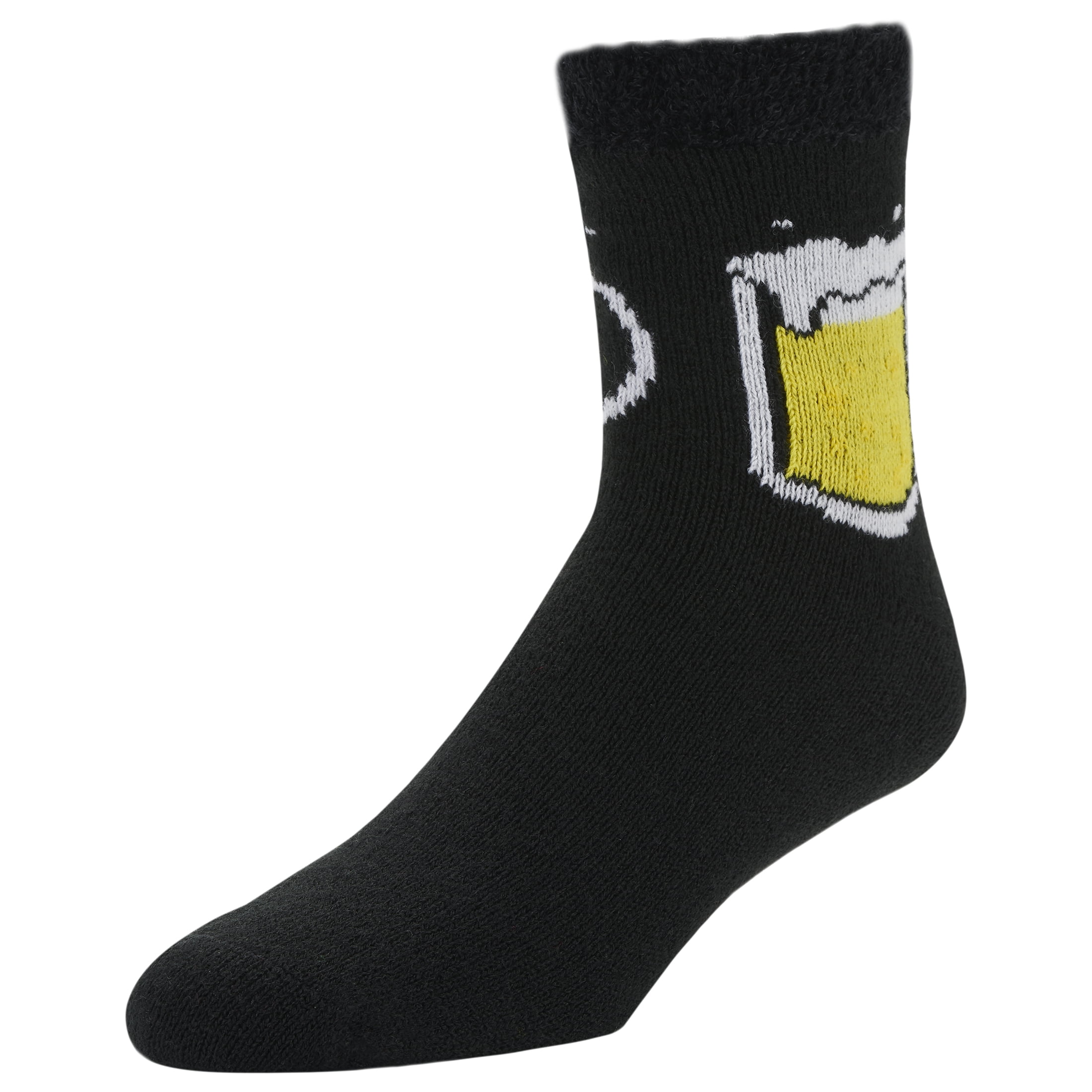 Airplus Holiday Dual Layer Crew Sock, Men's Beer Socks, Black Fits Size 8-12.5