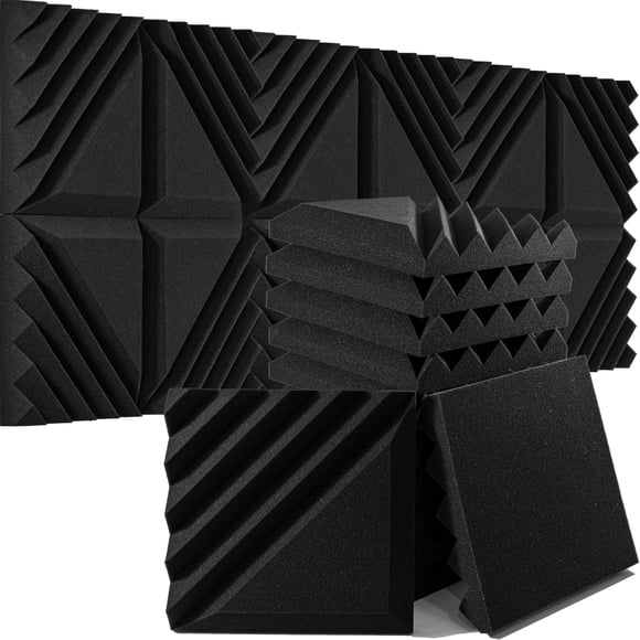 Foroomaco 12 Pack Sound Proof Foam Panels for Walls, 12x12x2 Inches Half-Slash Style Acoustic Panels for Home Studio Acoustic Tre