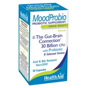 MoodProbio 30 Billion CFU With Prebiotic, Once Daily, Acid & Bile Resistant, Gluten, Dairy, and GMO Free, Vegan