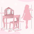 thumbnail image 3 of Qaba Coiffeuse pour Enfants avec Miroir Tri-Pliant, Chaise, Rose, 3 of 9