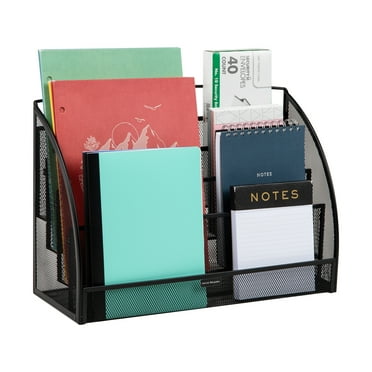 Mind Reader 4 Pocket Metal Mesh Newspaper and Magazine Rack, Black