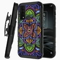 thumbnail image 1 of DALUX V Kickstand Holster Hybrid Phone Case Cover Compatible with TCL 30 V 5G (2022) - Blue Flower Mandala, 1 of 2