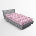 thumbnail image 2 of Ambesonne Damask Fitted Sheet, Pastel Floral Shapes Print, Twin Size, Pale Pink and Violet, 2 of 5