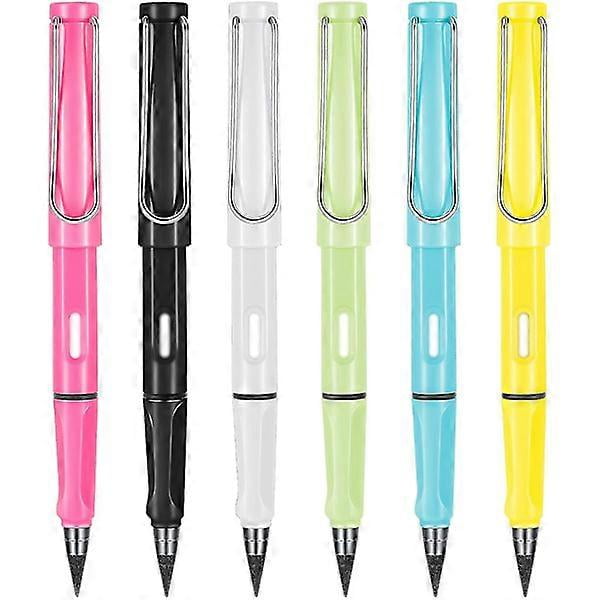 6pcs inkless pens, portable everlasting pen, metal inkless pen for kids and adults.