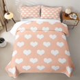 thumbnail image 2 of Erosebridal Orange Minimalist Heart Bed Spread Queen for Girls, Simple Love Shape Print Queen Coverlet Set, 3pcs, 2 of 7