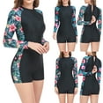 thumbnail image 2 of Jacenvly 2024 One Piece Swimsuits for Women Long Sleeve New Style Diving Suit Color Block Zip Front Surfing Swimwear Satiny Women Siamese Summer Beach One-Piece Zipper Swimwear Green, 2 of 11